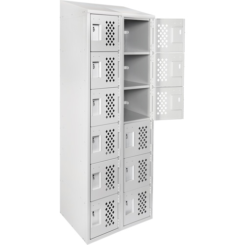 Assembled Lockerettes Clean Line Perforated Economy Lockers, 6 -tier, Bank of 2, 18" x 72" x 12", Steel Air Extreme Inc.