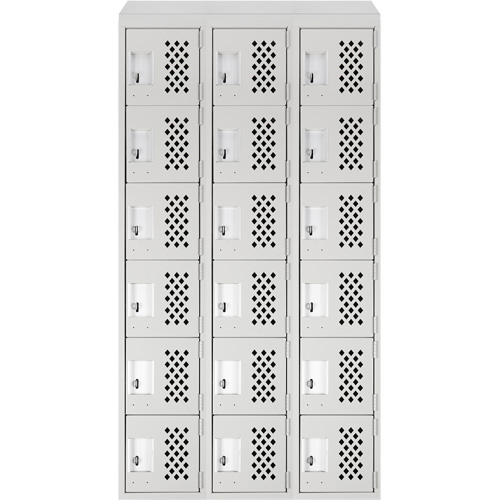 Assembled Lockerettes Clean Line Perforated Economy Lockers, 6 -tier, Bank of 3, 18" x 72" x 12", Steel Air Extreme Inc.