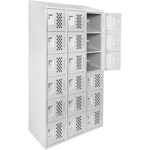 Assembled Lockerettes Clean Line Perforated Economy Lockers, 6 -tier, Bank of 3, 18" x 72" x 12", Steel Air Extreme Inc.