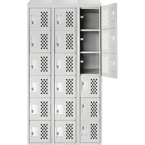Assembled Lockerettes Clean Line Perforated Economy Lockers, 6 -tier, Bank of 3, 18" x 72" x 12", Steel Air Extreme Inc.