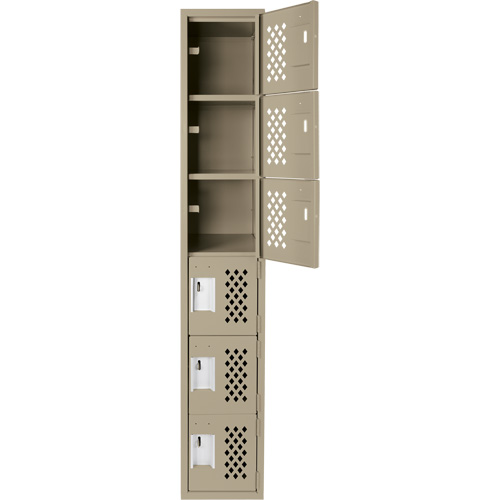 Assembled Lockerettes Clean Line Perforated Economy Lockers, 6 -tier, 18" x 72" x 12", Steel Air Extreme Inc.