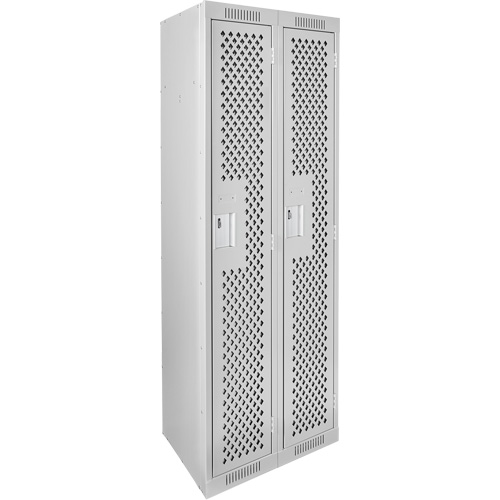 Clean Line Lockers, 2 -tier, 12" x 12" x 72", Steel, Grey, Rivet (Assembled), Perforated Air Extreme Inc.