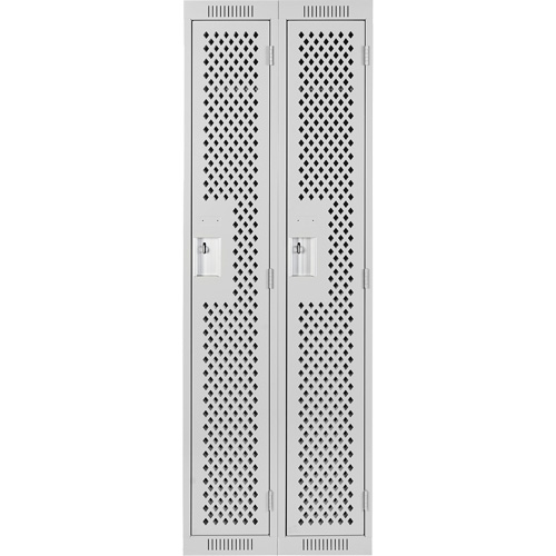 Clean Line Lockers, 2 -tier, 12" x 12" x 72", Steel, Grey, Rivet (Assembled), Perforated Air Extreme Inc.
