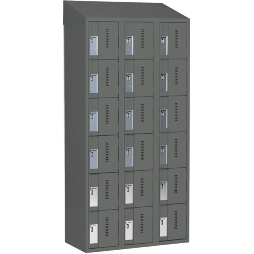 Concorde Heavy-Duty Lockers, 6 -tier, Bank of 3, 36" x 18" x 78", Steel, Charcoal, Welded (Assembled) Air Extreme Inc.