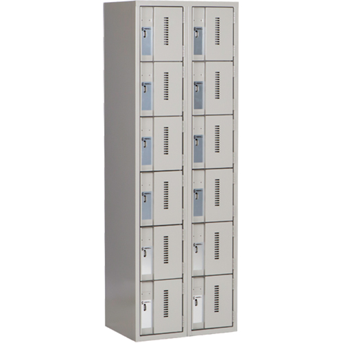 Concorde Heavy-Duty Lockers, 6 -tier, Bank of 2, 24" x 18" x 72", Steel, Grey, Welded (Assembled) Air Extreme Inc.