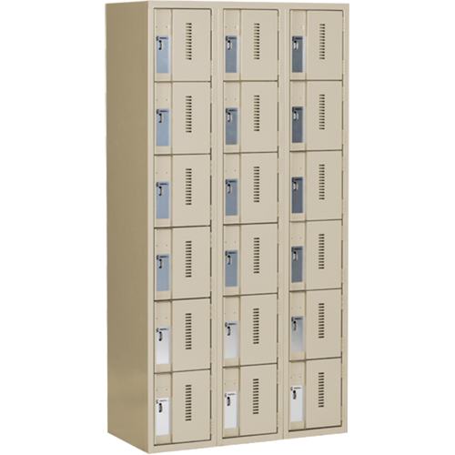 Concorde Heavy-Duty Lockers, 6 -tier, Bank of 3, 36" x 18" x 72", Steel, Beige, Welded (Assembled) Air Extreme Inc.