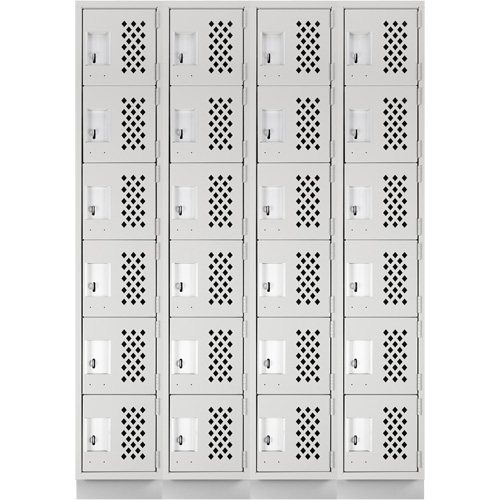 Assembled Clean Line Perforated Economy Lockers, 6 -tier, Bank of 4, 18" x 72" x 12", Steel Air Extreme Inc.