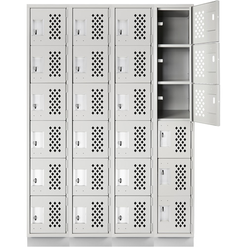 Assembled Clean Line Perforated Economy Lockers, 6 -tier, Bank of 4, 18" x 72" x 12", Steel Air Extreme Inc.
