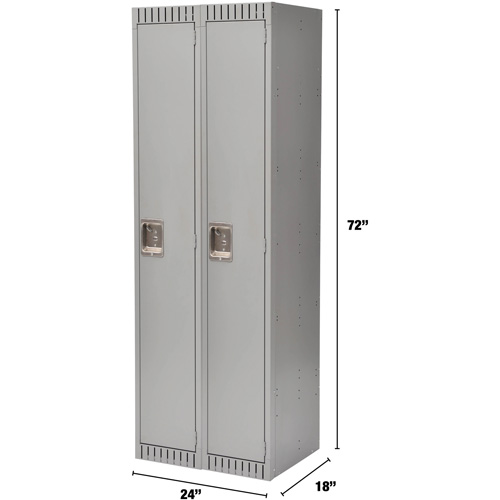 Lockers, Bank of 2, 24" x 18" x 72", Steel, Grey, Rivet (Assembled) Air Extreme Inc.