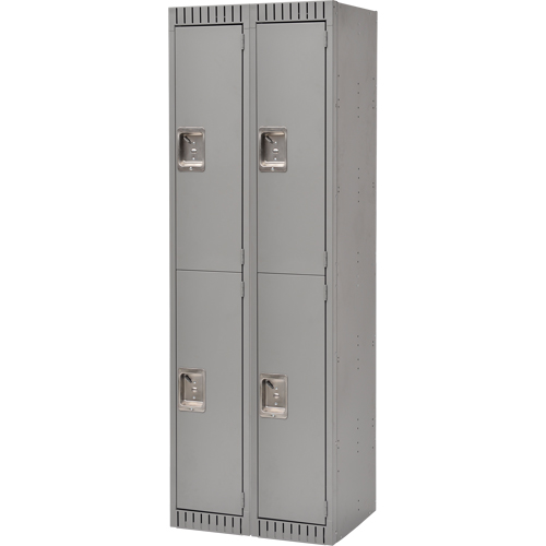 Lockers, 2 -tier, Bank of 2, 24" x 18" x 72", Steel, Grey, Knocked Down Air Extreme Inc.