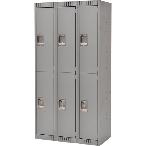 Lockers, 2 -tier, Bank of 3, 36" x 18" x 72", Steel, Grey, Rivet (Assembled) Air Extreme Inc.