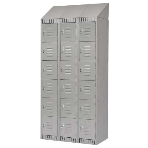 Lockers, 6 -tier, Bank of 3, 36" x 18" x 82", Steel, Grey, Knocked Down Air Extreme Inc.
