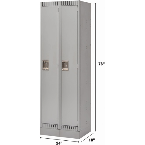 Lockers, Bank of 2, 24" x 18" x 76", Steel, Grey, Knocked Down Air Extreme Inc.