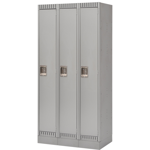 Assembled Lockers, Bank of 3, 36" x 18" x 72", Steel, Grey, Rivet (Assembled) Air Extreme Inc.