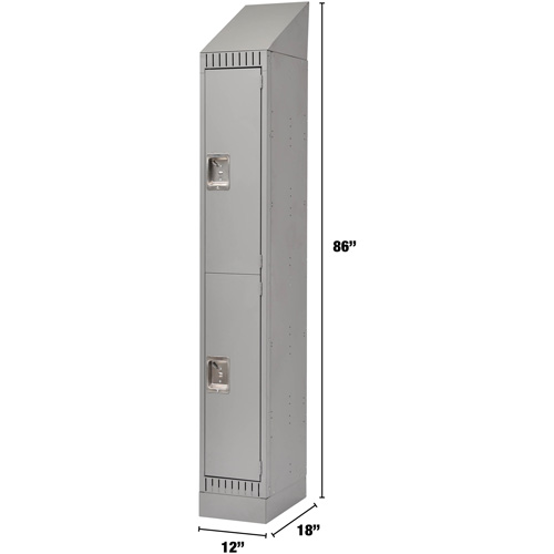 Lockers, 2 -tier, 12" x 18" x 86", Steel, Grey, Knocked Down Air Extreme Inc.