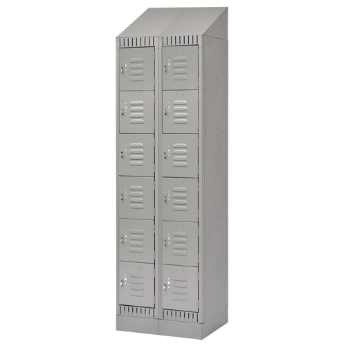 Lockers, 6 -tier, Bank of 2, 24" x 18" x 86", Steel, Grey, Knocked Down Air Extreme Inc.