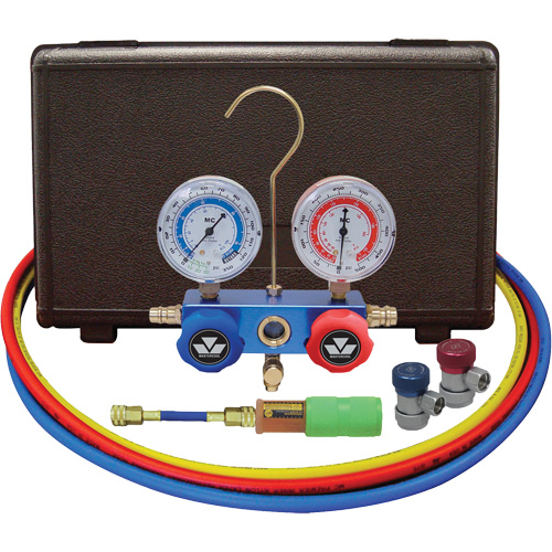 Automotive Manifold Gauge Set with Mini Dye Injector & Manual Couplers Air Extreme Inc.