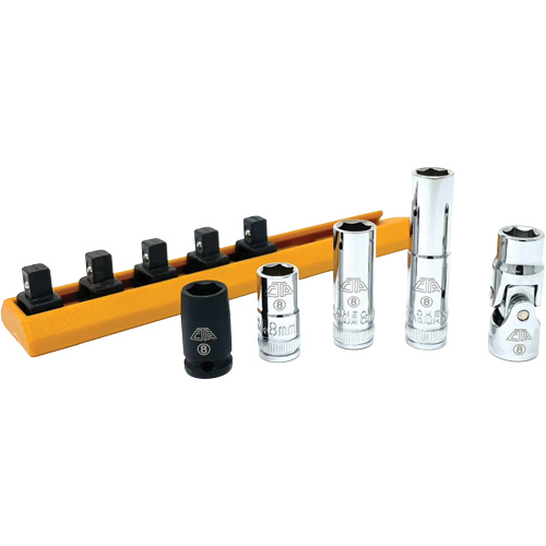 Chrome Finish Socket Set with Rail, 5 Pieces, 1/4" Drive Size Air Extreme Inc.