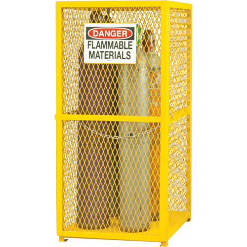 Gas Cylinder Storage Cabinet, 9 Cylinder Capacity, 30" W x 30" D x 71-3/4" H, Yellow Air Extreme Inc.