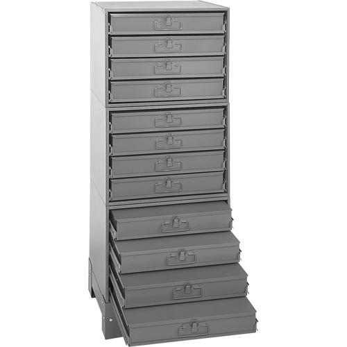 Modular Compartment Drawer Box Rack, Steel, 12 Drawers, 20-3/8" x 16" x 60-1/8", Grey Air Extreme Inc.