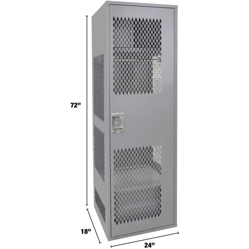 Gear Locker with Door, Steel, 24" W x 18" D x 72" H, Grey Air Extreme Inc.
