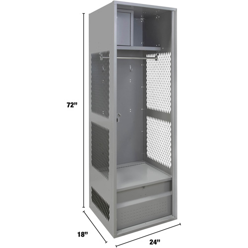 Gear Locker, Steel, 24" W x 18" D x 72" H, Grey Air Extreme Inc.