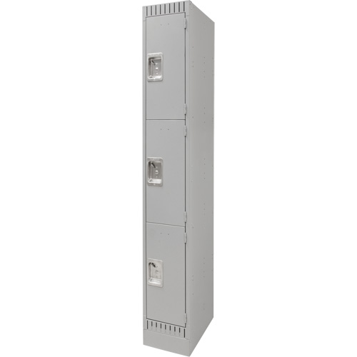 Lockers, 3 -tier, 12" x 18" x 76", Steel, Grey, Knocked Down Air Extreme Inc.