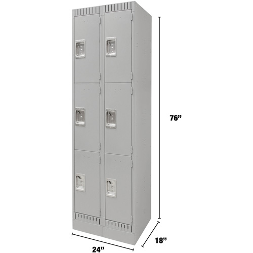 Casiers, 3 niveaux, Bloc de 2, 24" x 18" x 76", Acier, Gris, D&eacute;mont&eacute; Air Extreme Inc.