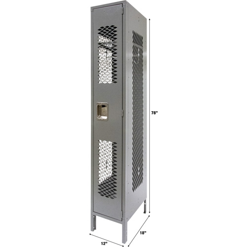 Vented Lockers, 12" x 18" x 78", Steel, Grey, Knocked Down, Perforated Air Extreme Inc.
