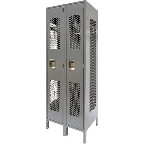 Vented Lockers, Bank of 2, 24" x 18" x 78", Steel, Grey, Knocked Down, Perforated Air Extreme Inc.
