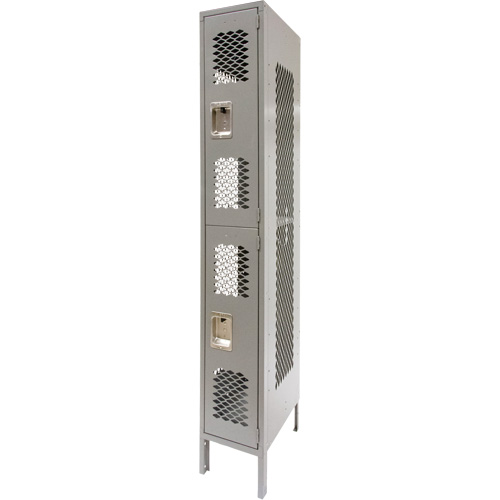 Vented Lockers, 2 -tier, 12" x 18" x 78", Steel, Grey, Knocked Down, Perforated Air Extreme Inc.