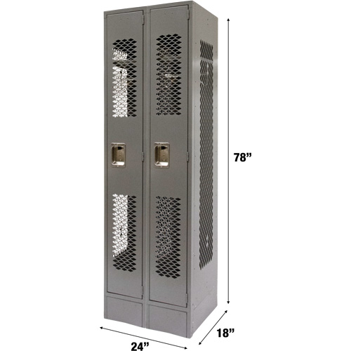 Vented Lockers, Bank of 2, 24" x 18" x 78", Steel, Grey, Knocked Down, Perforated Air Extreme Inc.