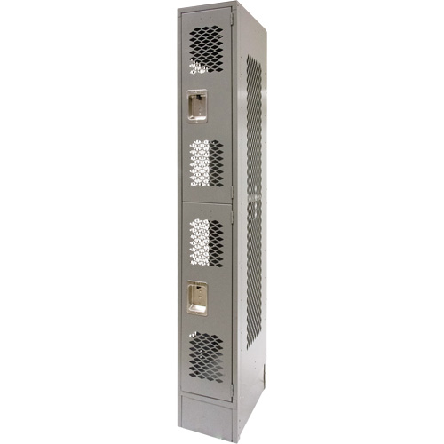 Vented Lockers, 2 -tier, 12" x 18" x 78", Steel, Grey, Knocked Down, Perforated Air Extreme Inc.