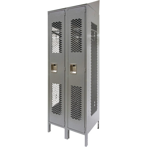 Vented Lockers, Bank of 2, 24" x 18" x 88", Steel, Grey, Knocked Down, Perforated Air Extreme Inc.