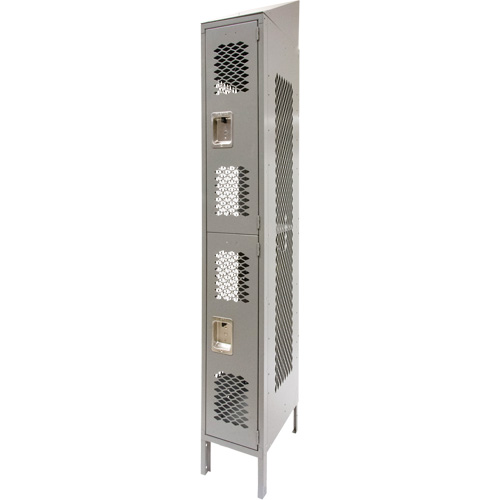 Vented Lockers, 2 -tier, 12" x 18" x 88", Steel, Grey, Knocked Down, Perforated Air Extreme Inc.