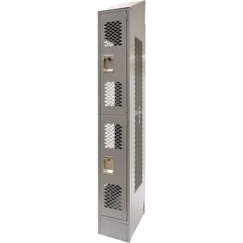 Vented Lockers, 2 -tier, 12" x 18" x 88", Steel, Grey, Knocked Down, Perforated Air Extreme Inc.