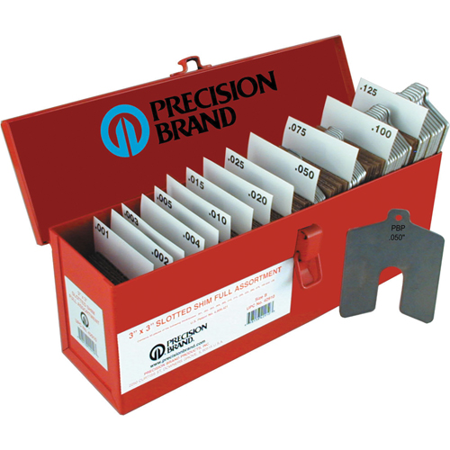 Slotted Shim Assortments, 4" L x 0.001"- 0.125" Thickness, 4" W, Stainless Steel Air Extreme Inc.