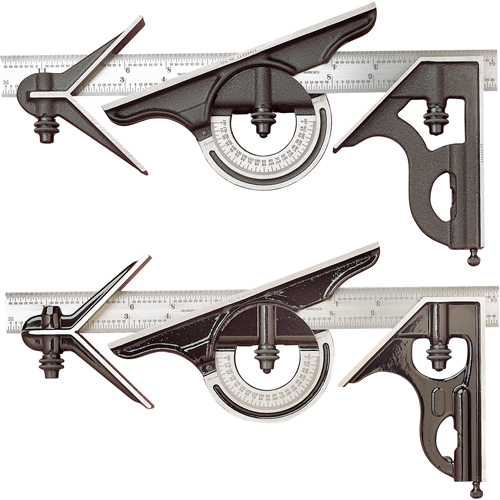 No. 434 Series Combination Square Set, 4 pcs., 8/100" Graduations, Steel, Satin Air Extreme Inc.