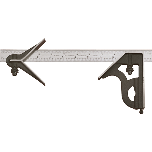 Combination Squares with Square Head & Centre Head - No. 11HC Series with Cast Iron Heads, 600 mm L, 0.5 mm Graduations, Steel, Plain Air Extreme Inc.