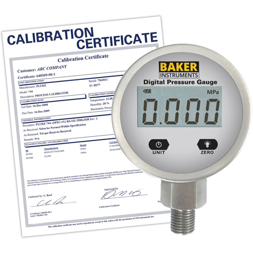 B5000 Series Pressure Gauge with ISO Certificate, 2-1/2" , 0 - 100 psi/0-690 kPa, Bottom Mount, Digital Air Extreme Inc.