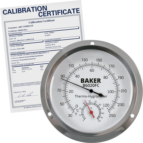 Thermo-hygrom&egrave;tre &agrave; cadran avec certificat ISO, 0,0% - 100% RH, 30 - 250°F (0 - 120°C) Air Extreme Inc.