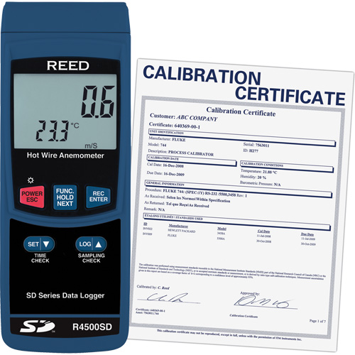 Thermo-an&eacute;mom&egrave;tres &agrave; fil chaud avec enregistrement de donn&eacute;es et certificat de calibration, Enregistrement des donn&eacute;es, Gamme de v&eacute;locit&eacute; d'air de 0,2 - 25 m/sec Air Extreme Inc.
