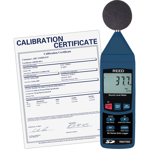 Ensemble sonom&egrave;tre &agrave; enregistrement de donn&eacute;es avec certificat de calibration Air Extreme Inc.