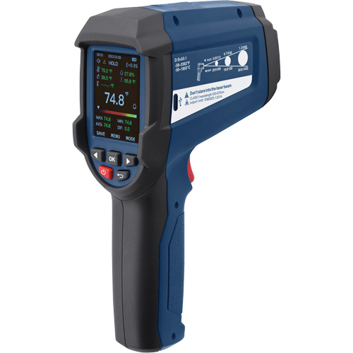 Thermom&egrave;tre infrarouge professionnel avec thermocouple de type K int&eacute;gr&eacute;, -58 - 3362°F (-50 - 1850°C), 55:1, &eacute;missivit&eacute; Ajustable Air Extreme Inc.