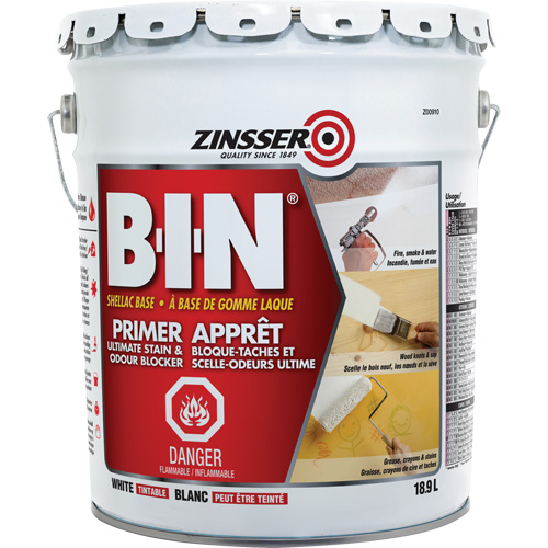 B-I-N&reg; Shellac-Base Sealer Primer, 18.9 L, Pail, Tintable White Air Extreme Inc.