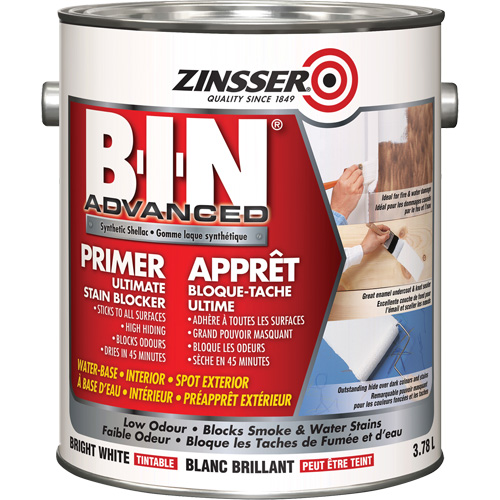 B-I-N&reg; Advanced Synthetic Shellac Based Primer, 3.78 L, Gallon, Tintable Bright White Air Extreme Inc.