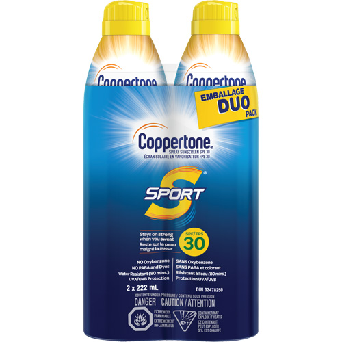 &eacute;cran solaire r&eacute;sistant &agrave; l'eau Sport, FPS 30, A&eacute;rosol Air Extreme Inc.