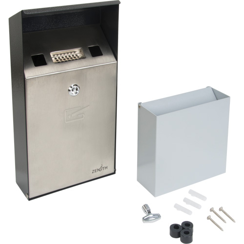 Cendrier, Montage mural, Acier inoxydable, Capacit&eacute; 1 Litre, Hauteur 11-4/5" Air Extreme Inc.
