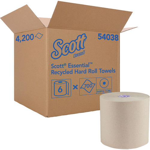 Essential 100% Recycled Brown Hard Roll Towels, 1 Ply, Standard, 700' L Air Extreme Inc.