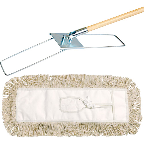 Break-Ezy Dust Mop System, Tie-On Style, Cotton, 48" L x 3-1/2" W Air Extreme Inc.